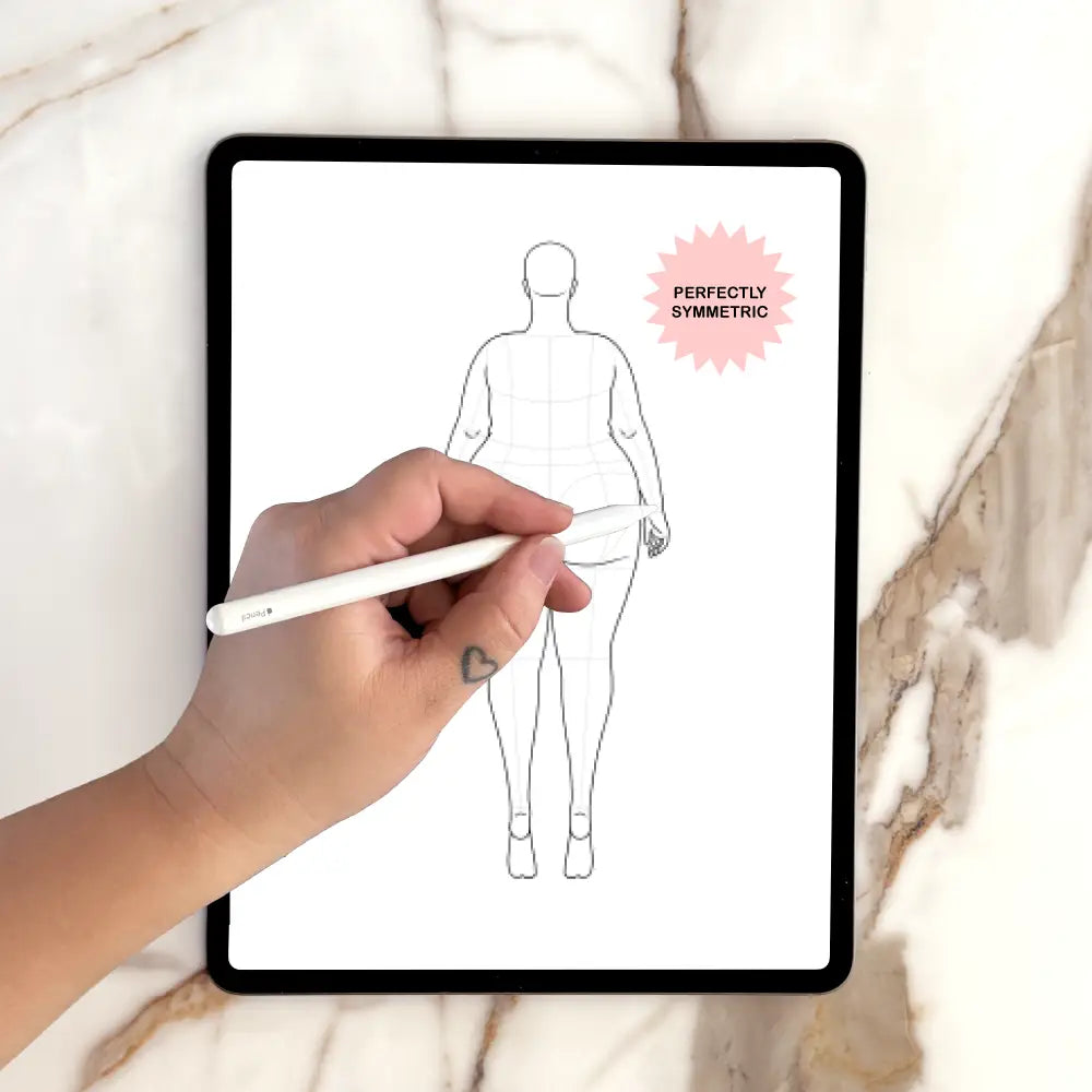 Plus size Fashion Figure Croquis Template Back view example