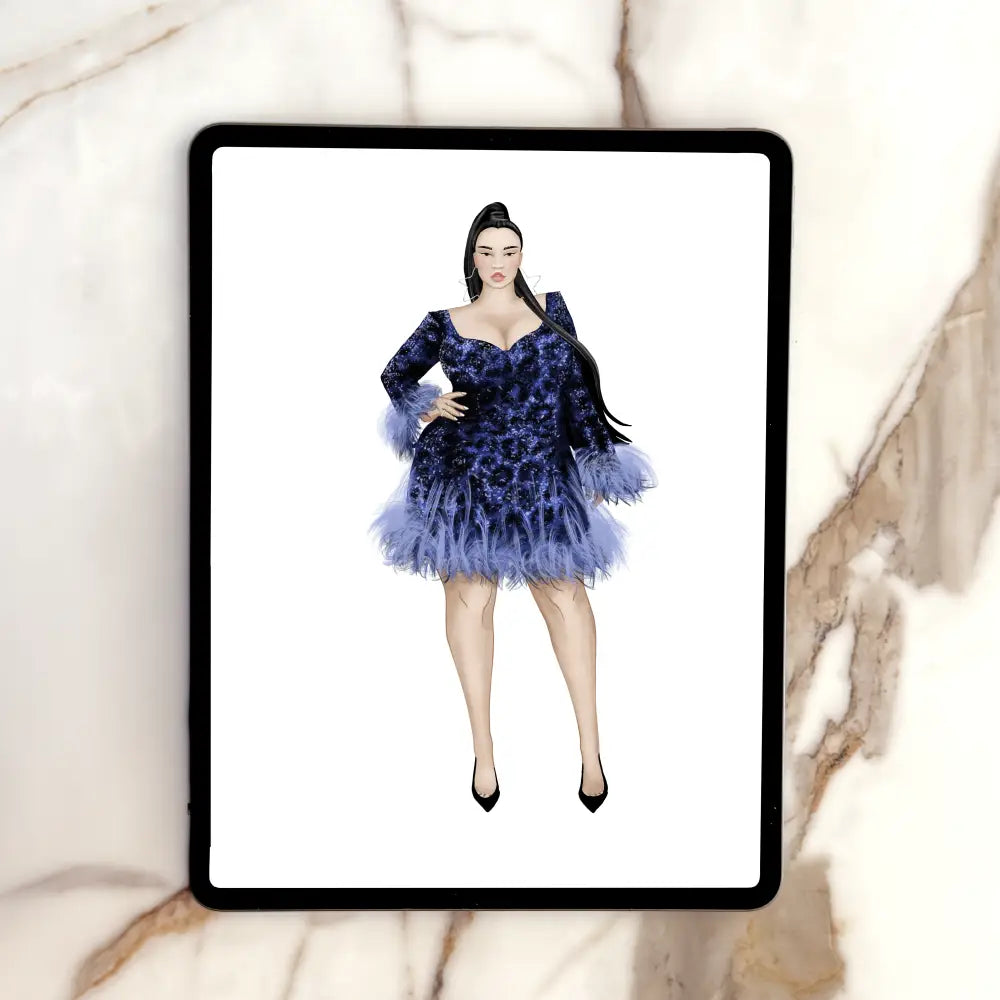 plus size fully illustrated example of included pose