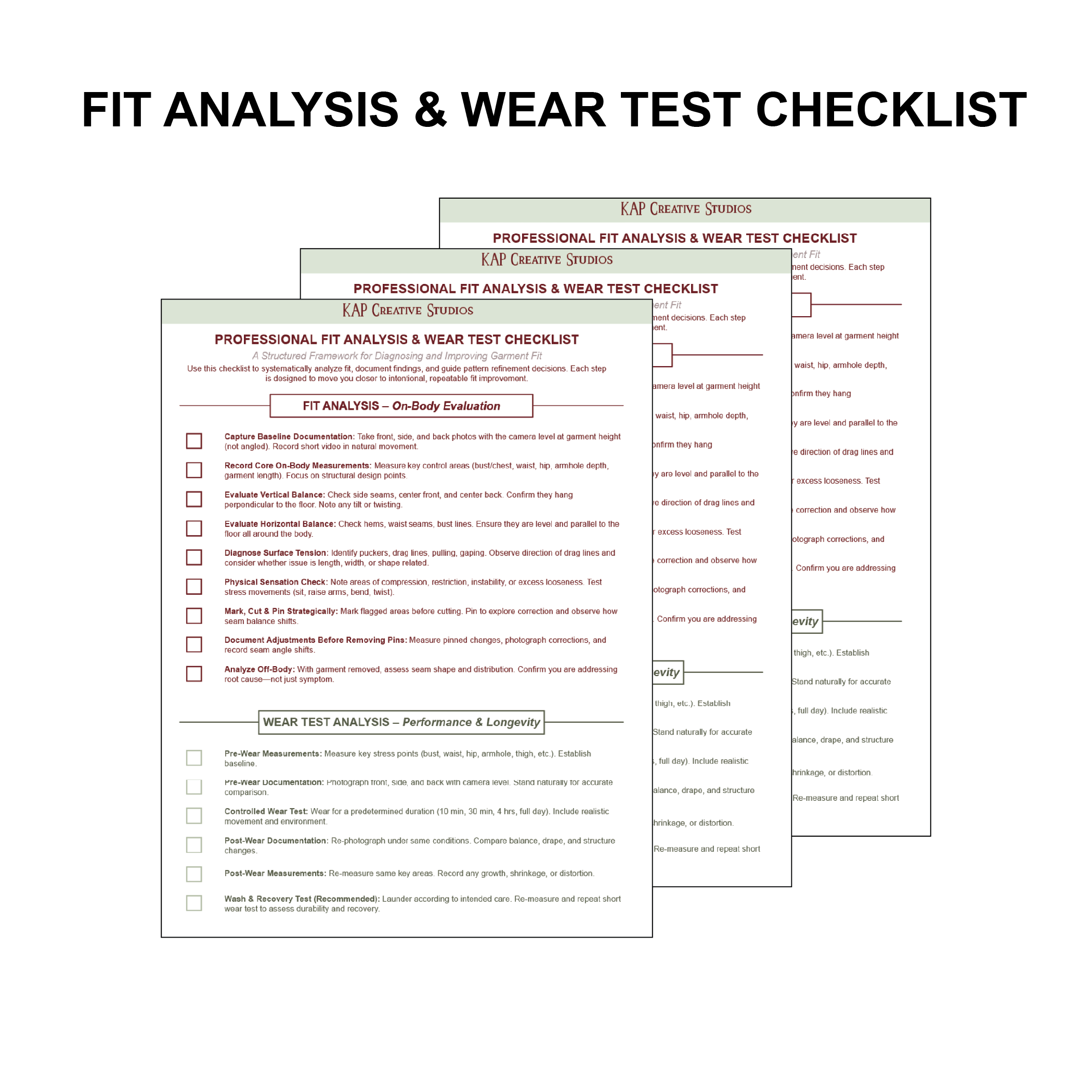 Professional Fit Analysis Check List